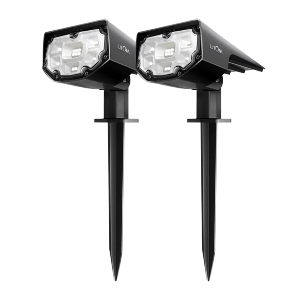 LITOM 12 LED Solar Pathway Light IP67 Waterproof Lamp Outdoor 2pk BNIB